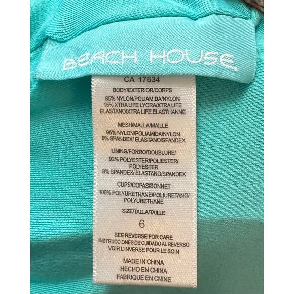 2/$15 Beach House Portia Tiered Mesh Tankini Swim Top Padded Shelf Bra Size 6 - Picture 9 of 10
